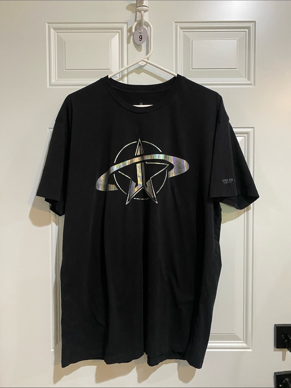 Jeffree Star Black Tee with Iridescent Star Logo